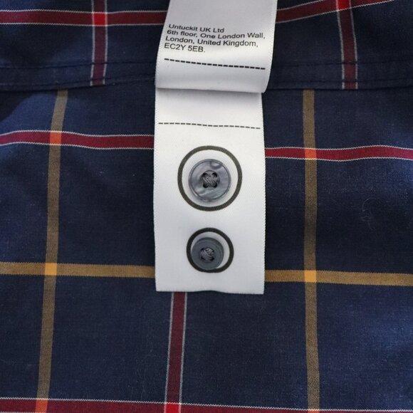 UNTUCKit Men's Navy XXL Georgio Plaid Slim Fit Cotton Button Down Collared Shirt - Picture 15 of 15